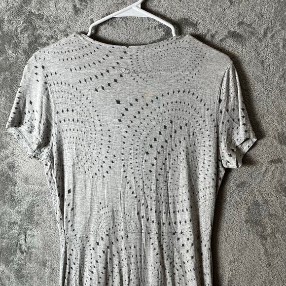 DESIGUAL Melange Scarf Neck Printed Sheath Dress Grey Stretch Large Art Boho - Picture 4 of 5